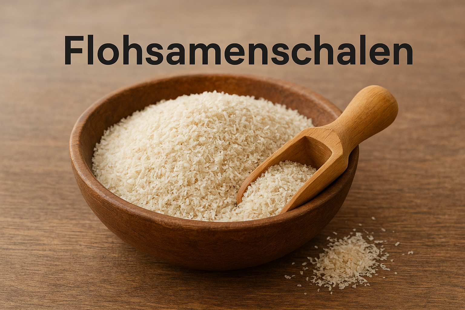 Schale mit Flohsamenschalen und Löffel